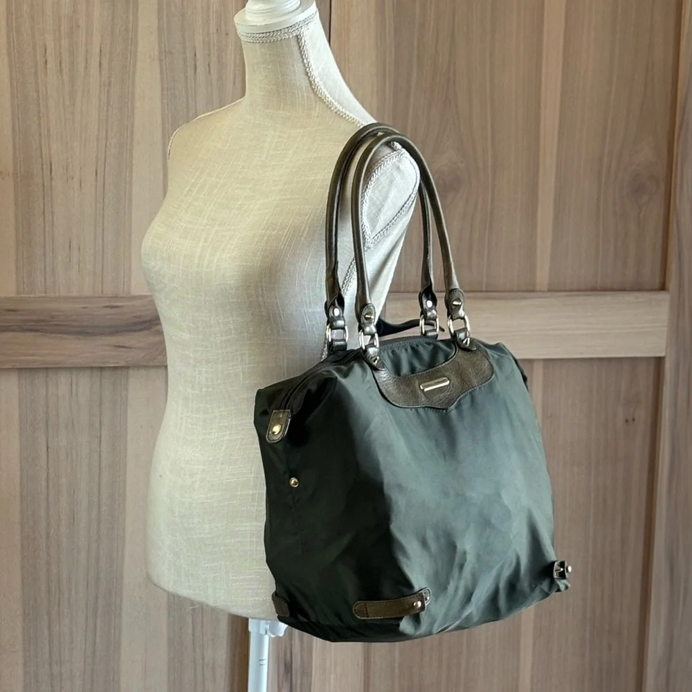 Rebecca Minkoff Nylon Bag. Olive Green Purse. Studded 18”x12” Designer
